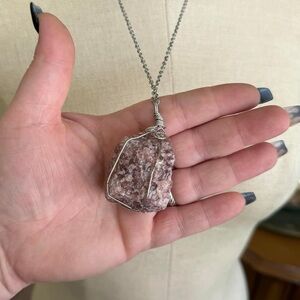 5/$25 Wire Wrapped Raw Strawberry Quartz Necklace